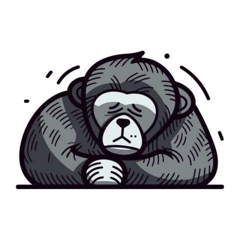 Gorilla sleeping. sketch for your design. Vector illustration.