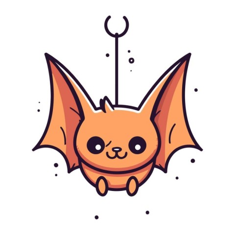 Cute cartoon flying fox. Vector illustration isolated on white b