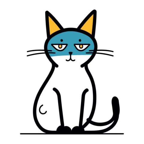 Cute cat with blue eyes. Vector illustration of a cat.