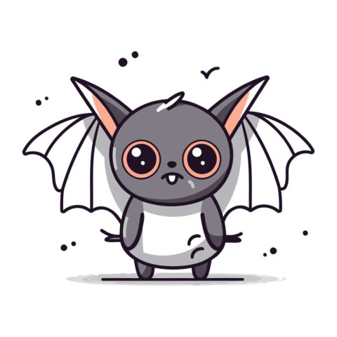 Cute cartoon bat. Vector illustration. Isolated on white backgro