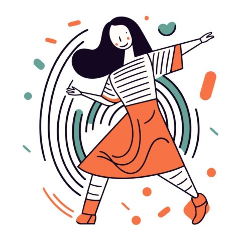 Vector illustration of a girl dancing in the style of pop art.