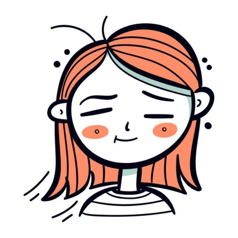 Vector illustration of a girl with freckles and red hair.