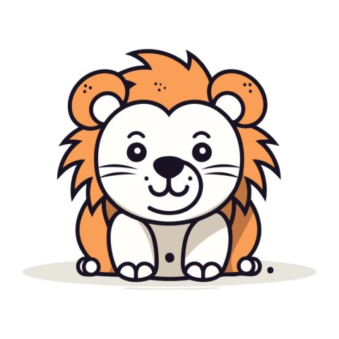 Cute lion cartoon character. Vector illustration in doodle style