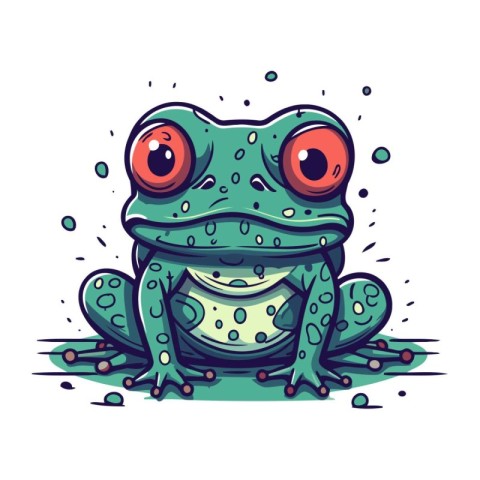 Cute cartoon frog. Vector illustration isolated on a white backg