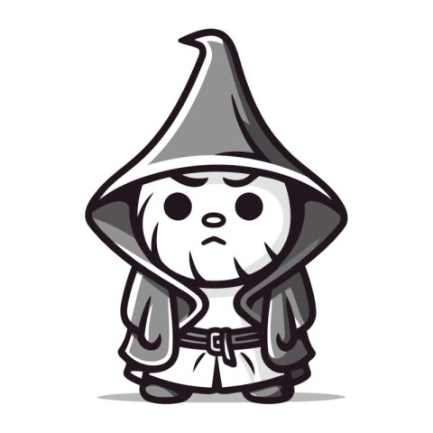 Cute Cartoon Wizard Character   Vector Illustration