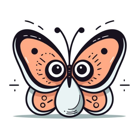 Butterfly with eyes and mouth. Vector illustration in cartoon st