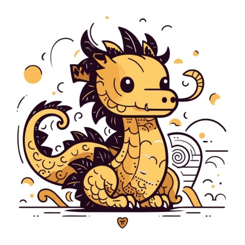 Cute cartoon dragon. Vector illustration of a Chinese zodiac sym