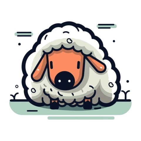 Cute sheep. Vector illustration in flat style. Isolated on white