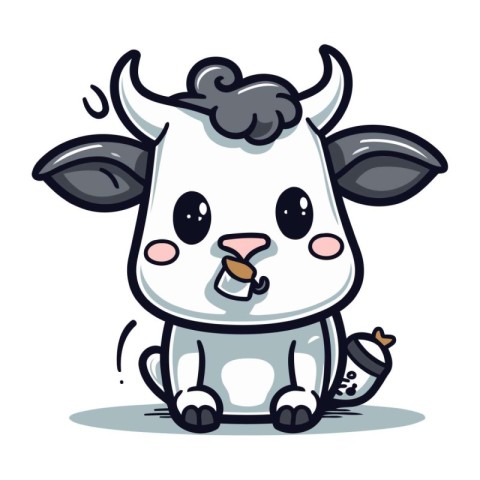 Cute cow cartoon vector illustration. Cute cartoon cow vector il