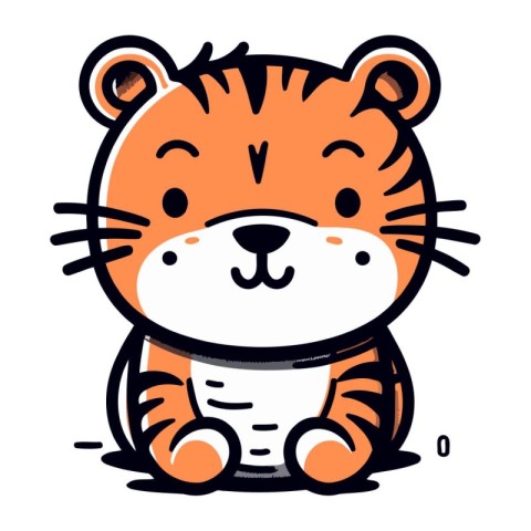 Cute cartoon tiger. Vector illustration isolated on a white back