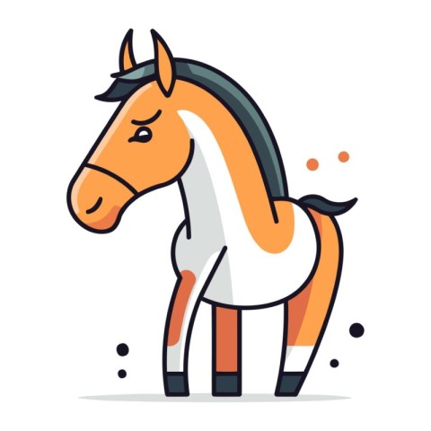 Cute cartoon horse. Vector illustration in flat design style. An