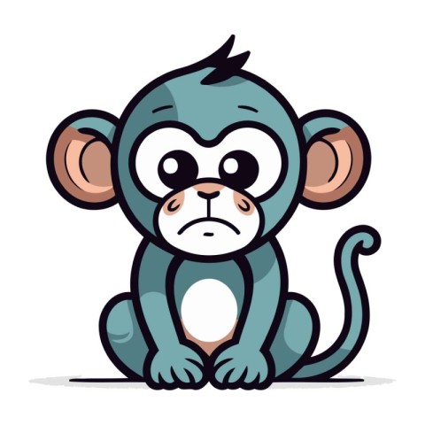 Monkey Cartoon Character Vector Illustration. Cute Animal Cartoo