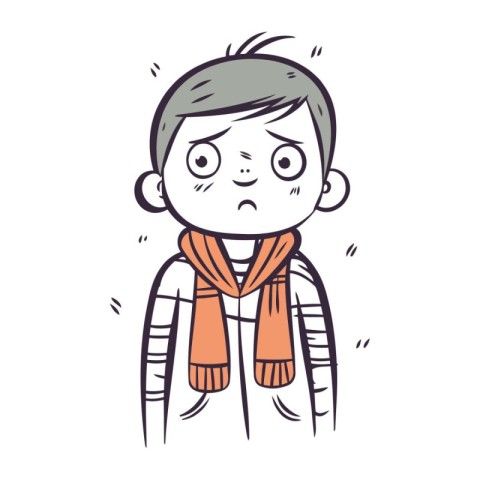 Illustration of a boy wearing a warm scarf and a scarf.