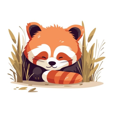 Cute red panda vector illustration. Cute cartoon animal characte