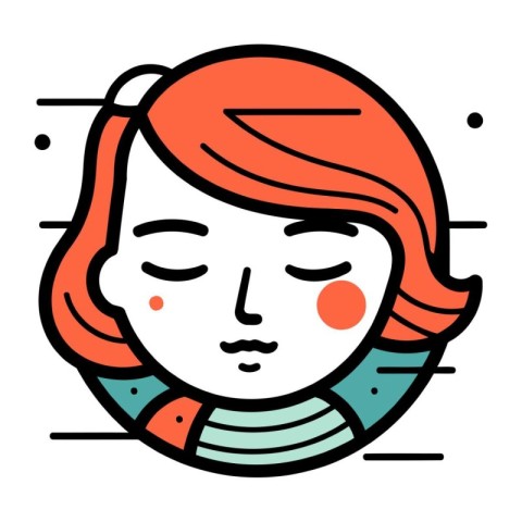 Face of a girl with red hair. Vector illustration in flat style.