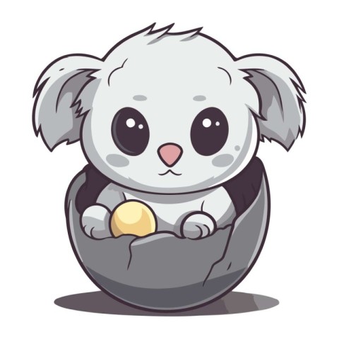 Cute koala in egg isolated on a white background vector illustra