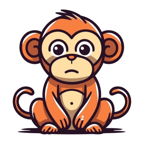 Cute cartoon monkey. Vector illustration isolated on a white bac