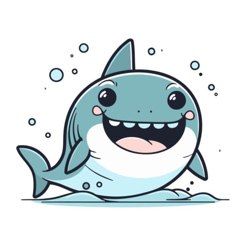 Cute cartoon shark vector illustration. Isolated on white backgr