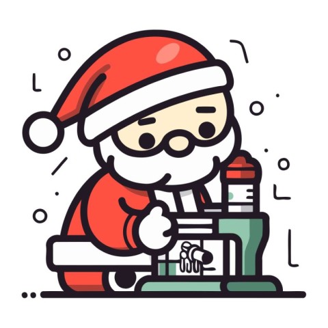 Santa Claus with a bottle of wine in his hands. Vector illustrat