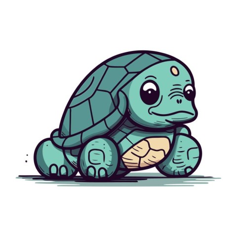 Cartoon turtle vector illustration. Isolated on a white backgrou