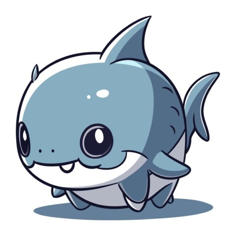 Cute cartoon shark. Vector illustration isolated on a white back