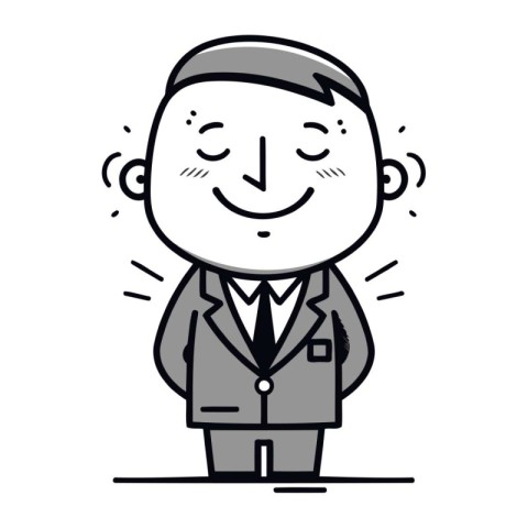 Cartoon stickman businessman with happy face expression. Vector