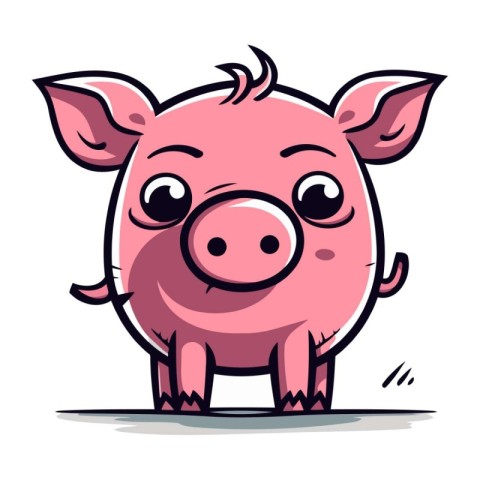 Cute pig. Vector illustration. Isolated on white background.