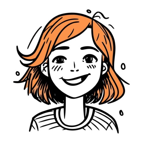 Vector illustration of a young woman with red hair smiling. Cart