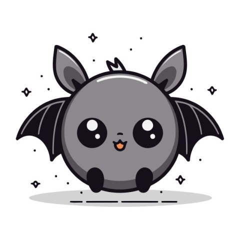 Cute Bat Cartoon Mascot Character. Vector Illustration.