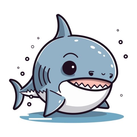 Cute cartoon shark. Vector illustration isolated on a white back