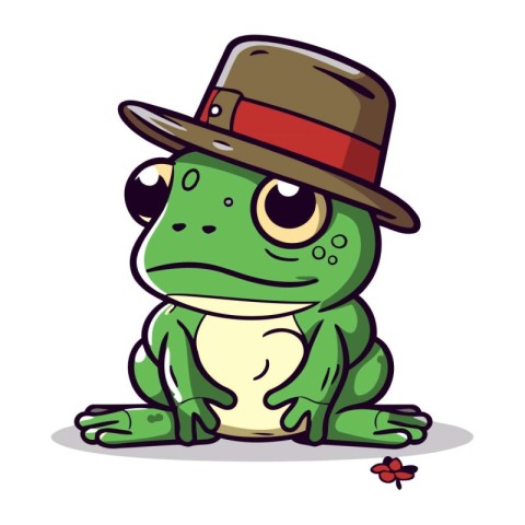 Frog in hat. Vector illustration of a frog in a hat.