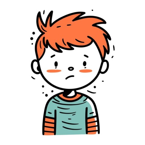 Illustration of a boy feeling angry on white background. Vector