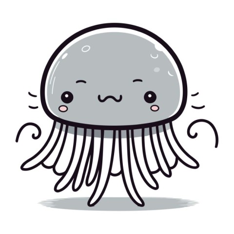 Cute Jellyfish Cartoon Mascot Character Vector Illustration.