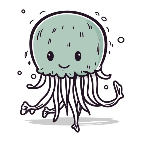 Cute jellyfish cartoon character vector illustration. Cute jelly