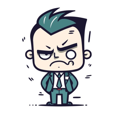 Angry Cartoon Businessman   Retro Vector Illustration