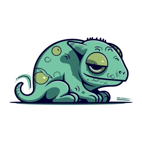 Cartoon chameleon on a white background. Vector illustration.