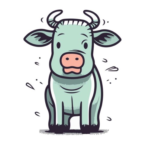 Cute cartoon cow. Vector illustration. Isolated on white backgro