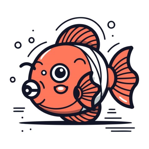 Cute cartoon clownfish character. Vector illustration isolated o