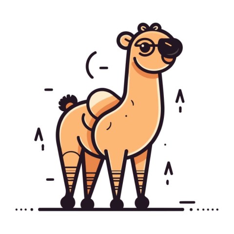 Cute camel with glasses. Vector illustration in flat linear styl