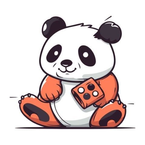 Cute panda with dice. Vector illustration in cartoon style.