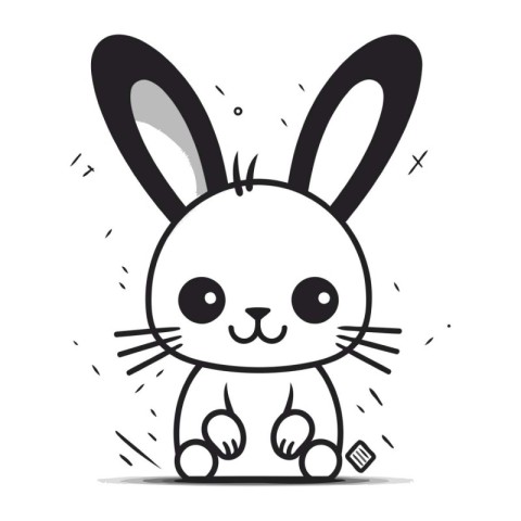 Cute cartoon rabbit. Vector illustration isolated on a white bac