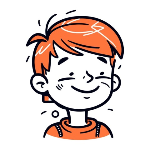 Smiling boy with red hair and freckles. Vector illustration.