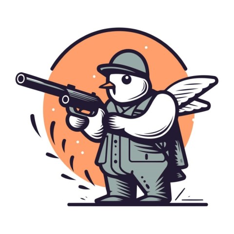 Soldier with a gun in his hand. Vector illustration in cartoon s