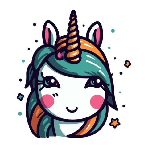 Cute unicorn vector illustration. Isolated on a white background