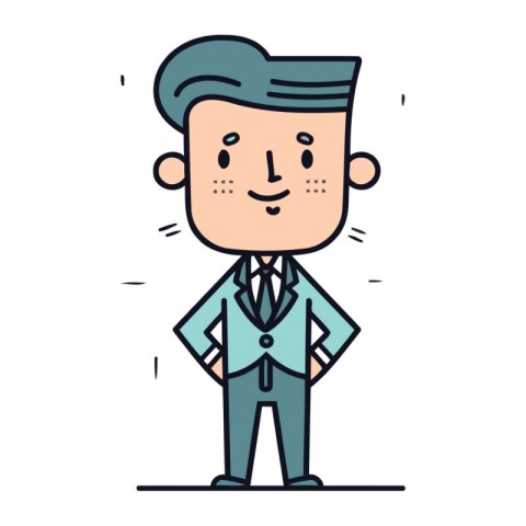 Character illustration design. Businessman in suit cartoon.eps.e