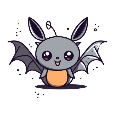 Cute cartoon bat. Vector illustration isolated on a white backgr