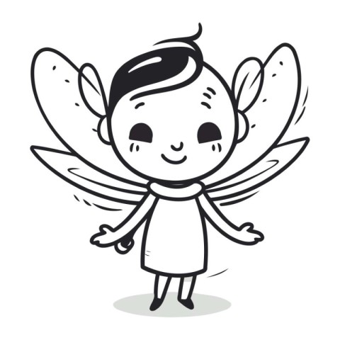 Angel   Cartoon Vector Illustration of a Cute Angel with Wings