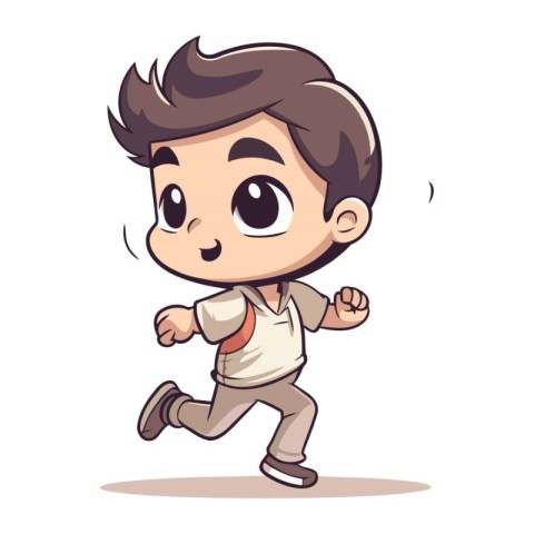 Vector illustration of a little boy running. Cute cartoon charac