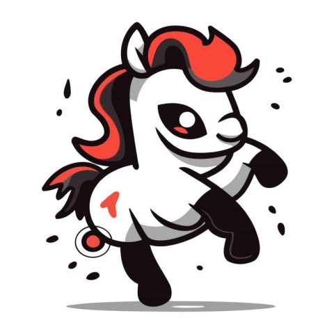 Vector illustration of a cute cartoon horse running isolated on