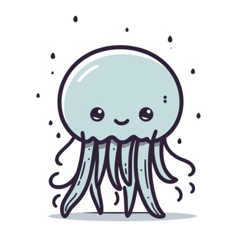 Cute cartoon jellyfish. Vector illustration in doodle style.